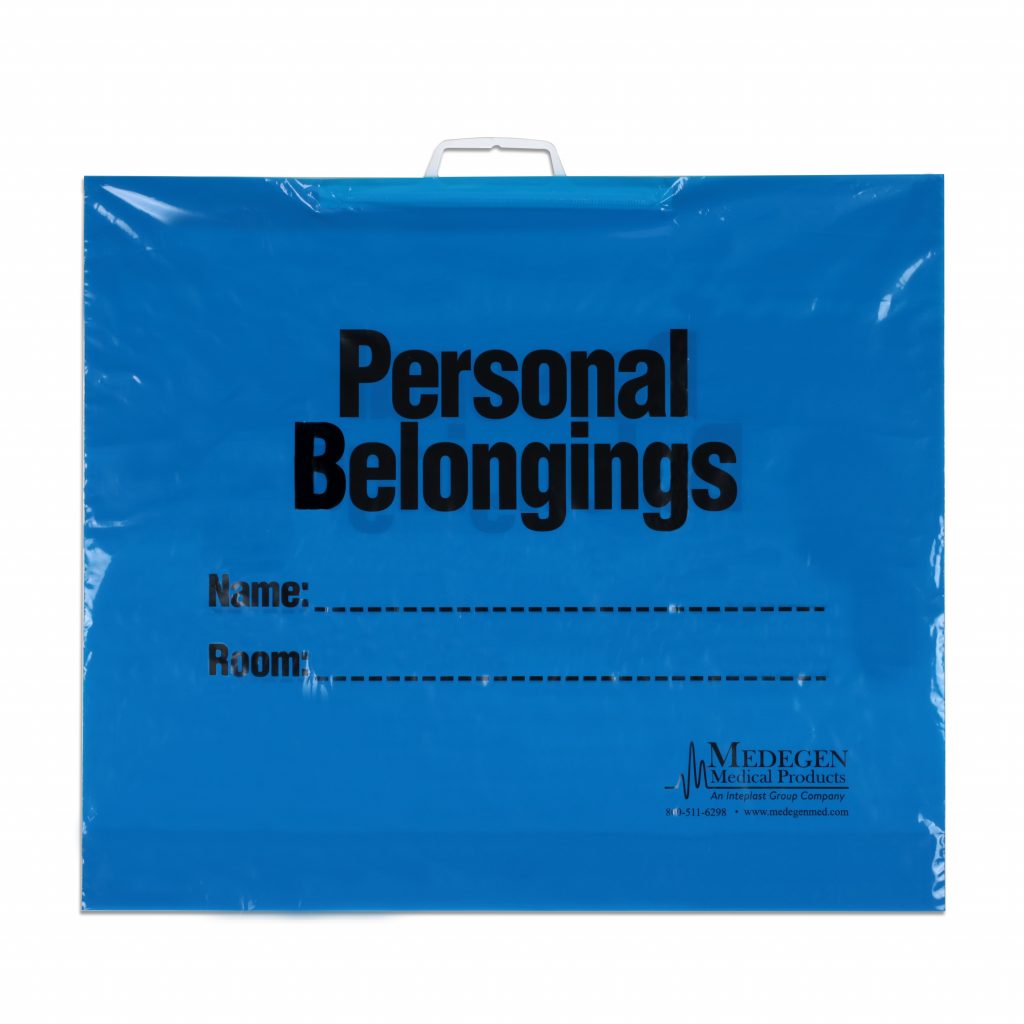 Patient Belongings Bags LLDPE Film, Flat Pack, Rigid Handle Medegen
