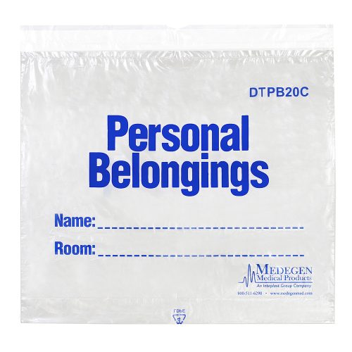 Patient Belongings Bags LLDPE Film, Flat Pack, Drawtape Medegen