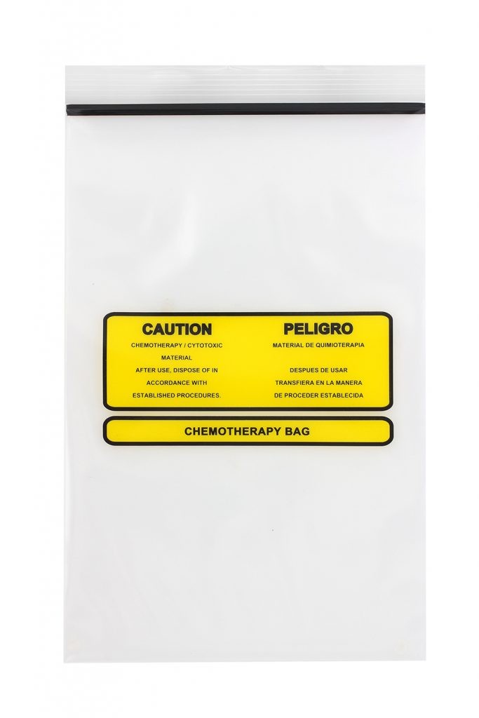 Chemotherapy Transport Bags LLDPE Film, Flat Pack, Zip Closure Medegen