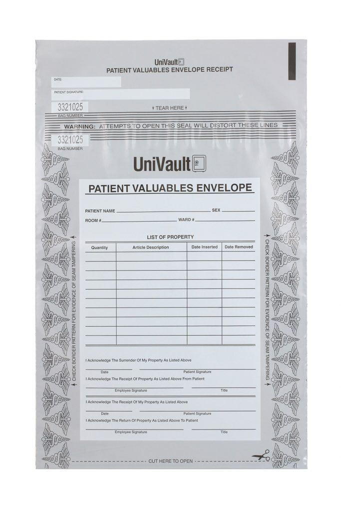 Patient Valuables Bag – Tamper Evident with Permanent Adhesive Closure ...